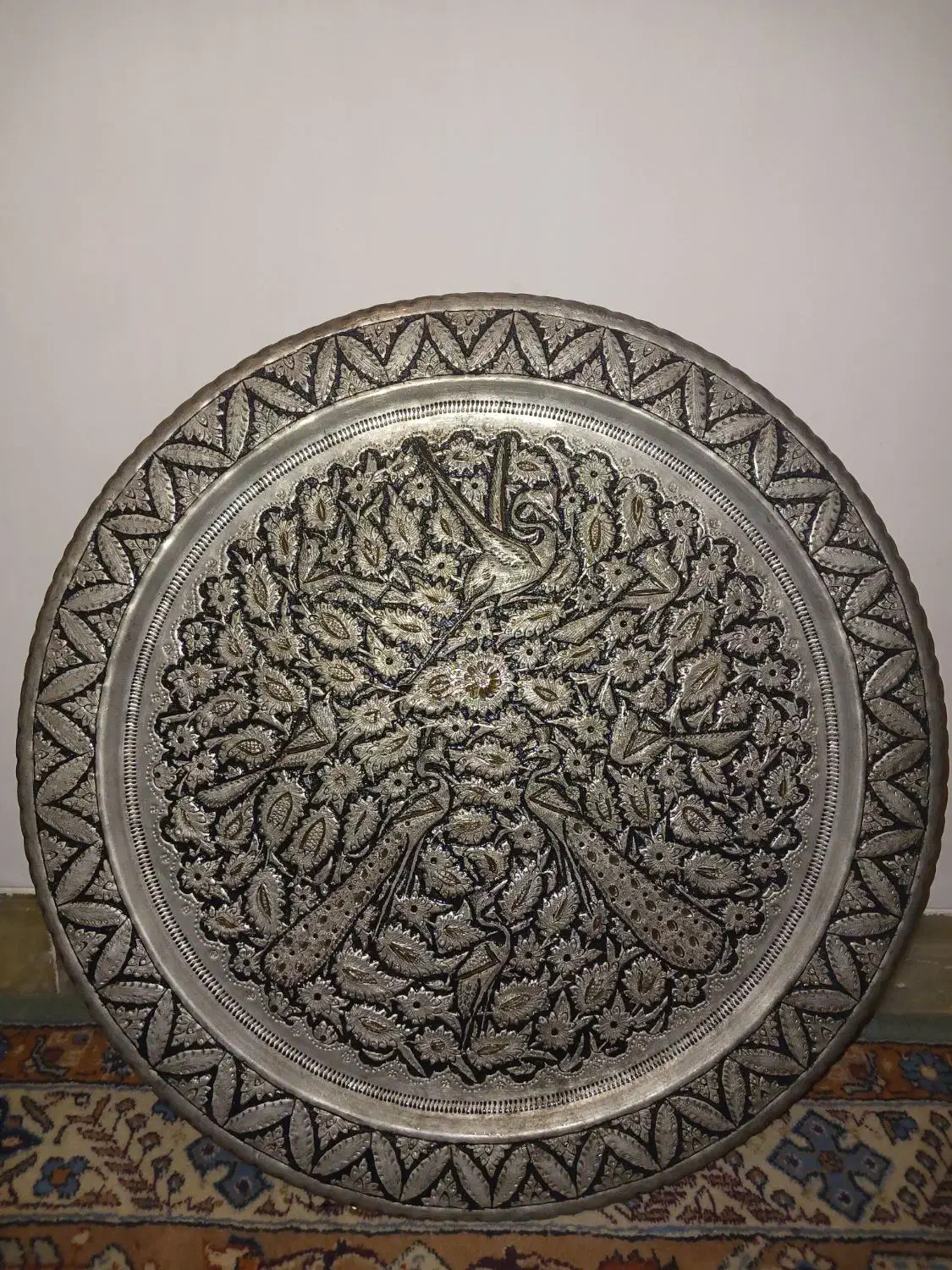 سینی مسی قلمکار|کلکسیون اشیاء عتیقه|یزد, |دیوار