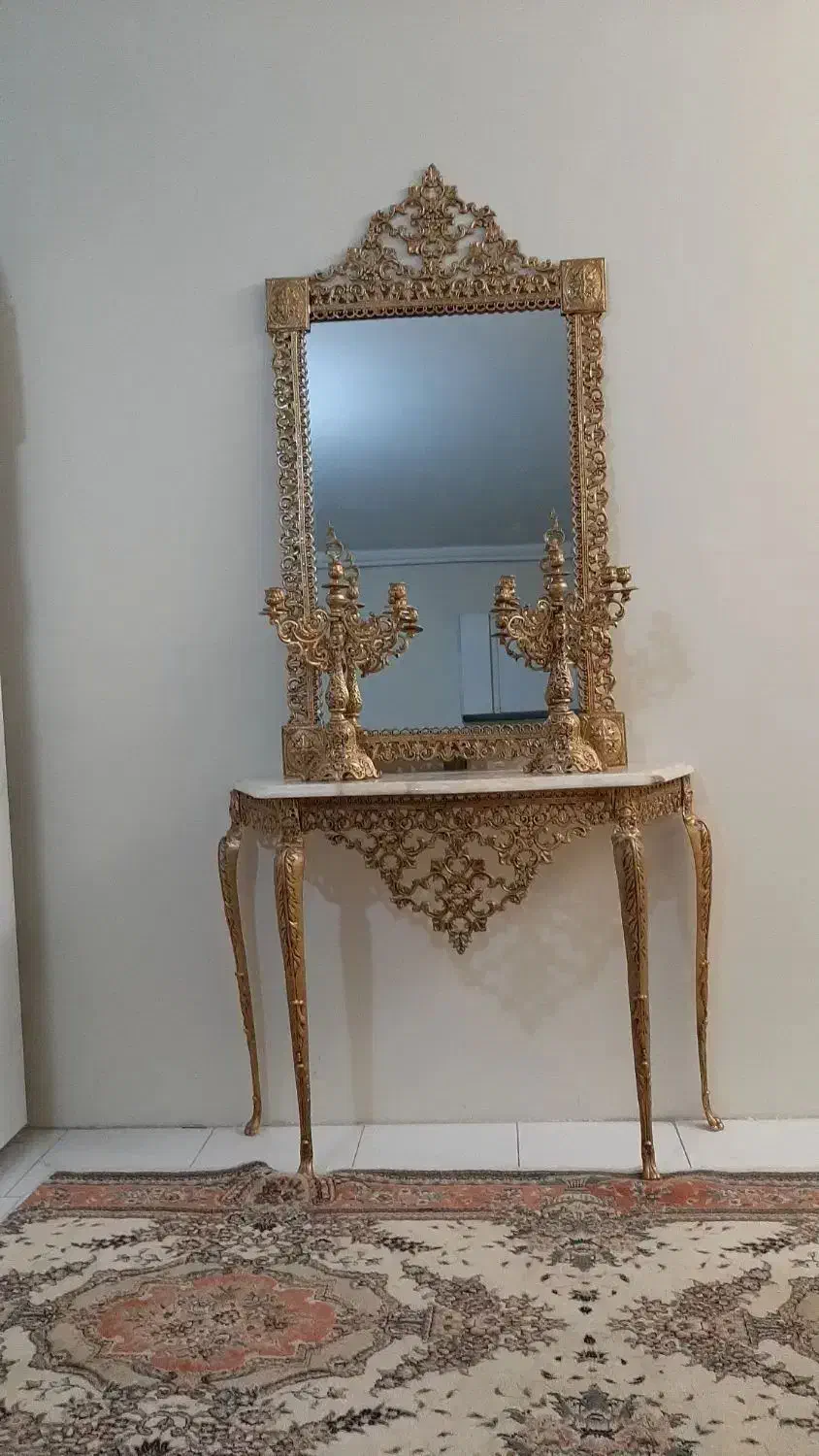 آینه کنسول برنزی|بوفه، ویترین، کنسول|تبریز, |دیوار