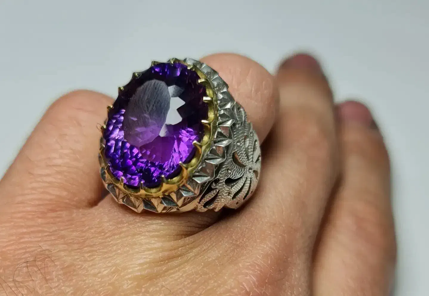 انگشترهای دستساز سنگ عقیق یمن و آمتیست|جواهرات|میاندوآب, |دیوار