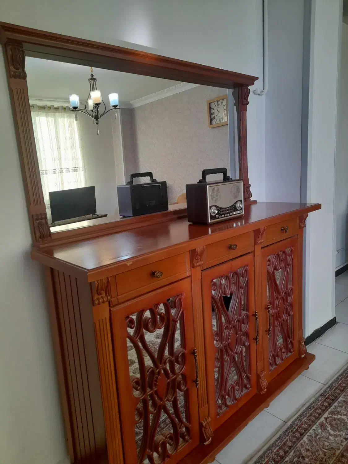 آینه کنسول چوبی|بوفه، ویترین، کنسول|فردیس, شهرک راه آهن|دیوار