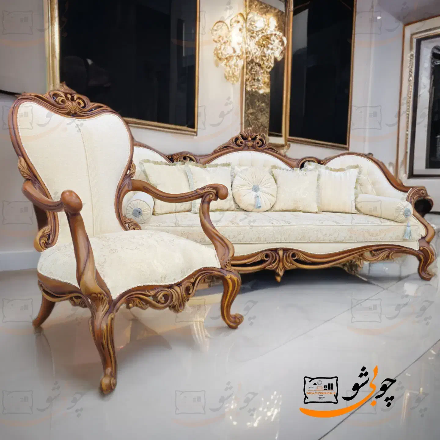 مبل سلطنتی کلاسیک لوکارت ۹نفره و ۷نفره چستر|مبلمان خانگی و میز عسلی|تهران, شادآباد|دیوار