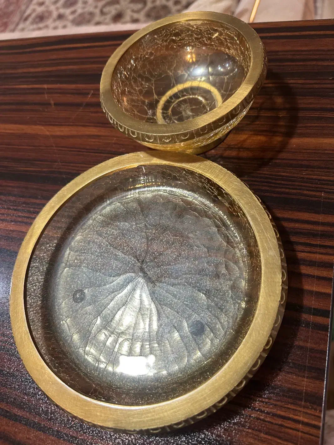 پیشدستی پیاله کریستال برنجی|ظروف سرو و پذیرایی|تهران, گلستان (شهرک راه آهن)|دیوار