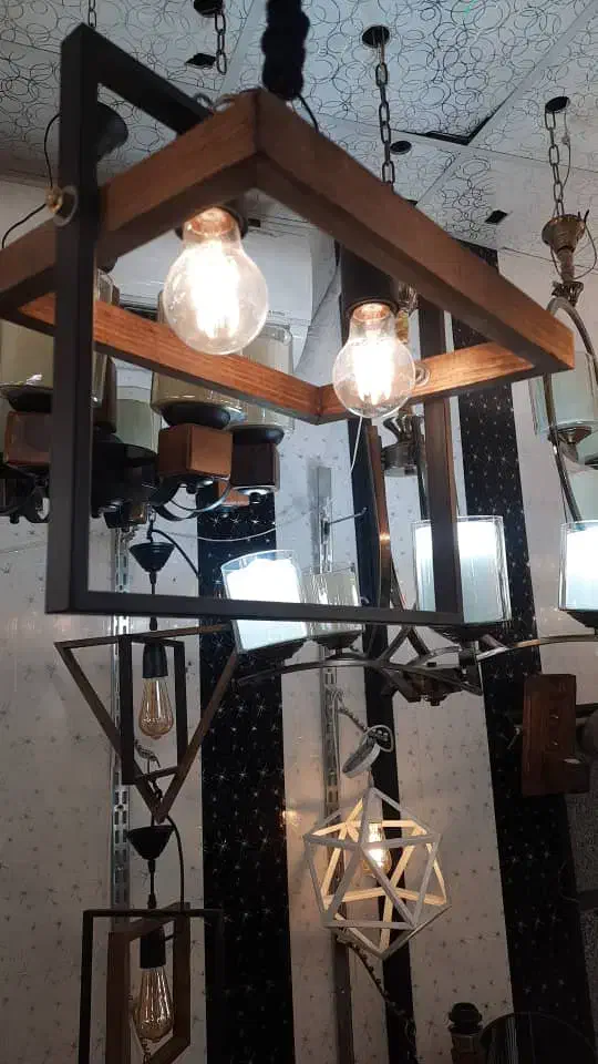 لوستر چوب فلز کلاسیک|لوستر و چراغ آویز|گلپایگان, |دیوار