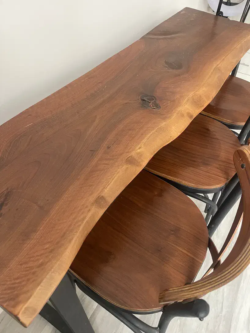 میز اسلب گردو با صندلی لهستانی|میز و صندلی غذاخوری|رشت, بلوار گیلان|دیوار