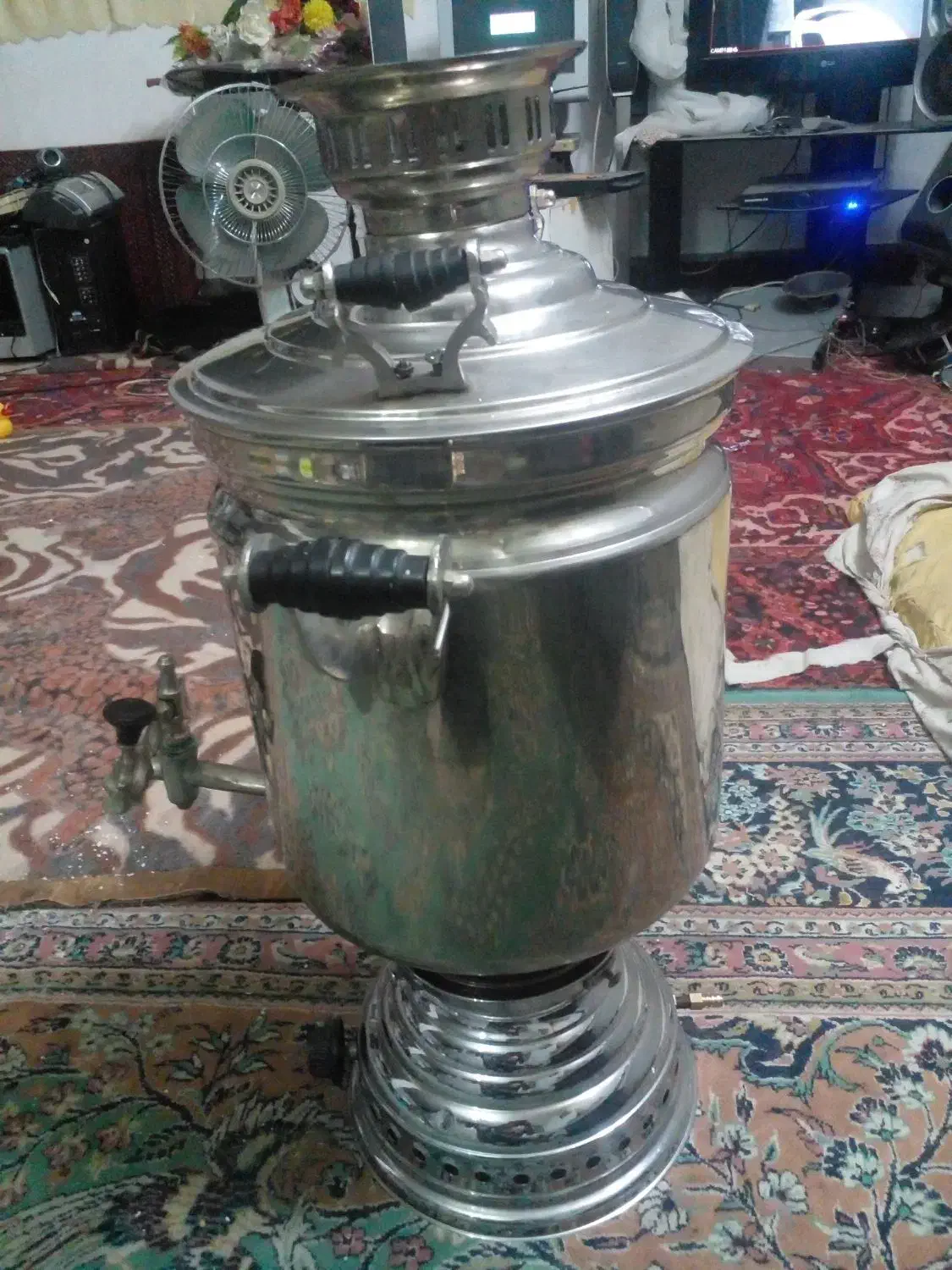 سماور قدیمی تمام برنجی گازی ۲۰لیتری|سماور، چای‌ساز، قهوه‌ساز|اهر, |دیوار