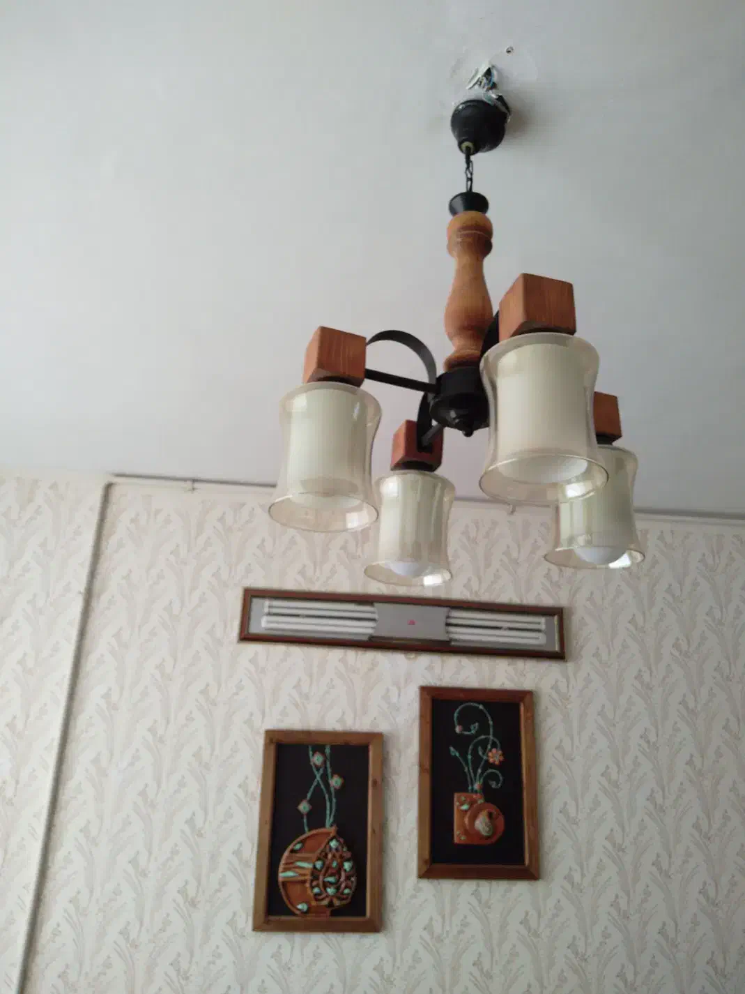 لوستر ترکیبی چوب وفلز|لوستر و چراغ آویز|مشهد, امام خمینی|دیوار