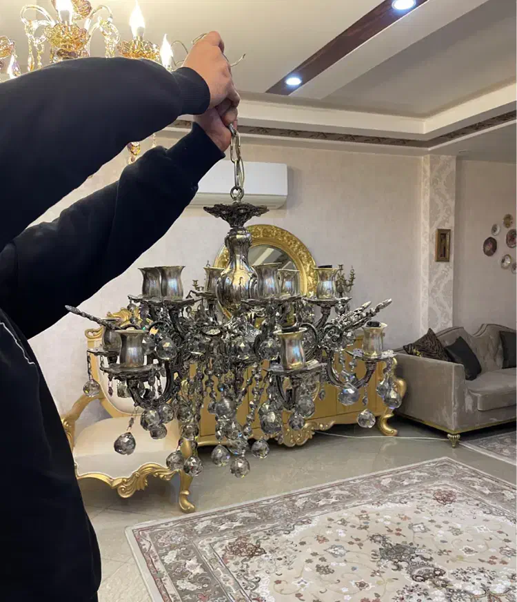 لوستر آبکاری نقره|لوستر و چراغ آویز|ورامین, ورامین|دیوار