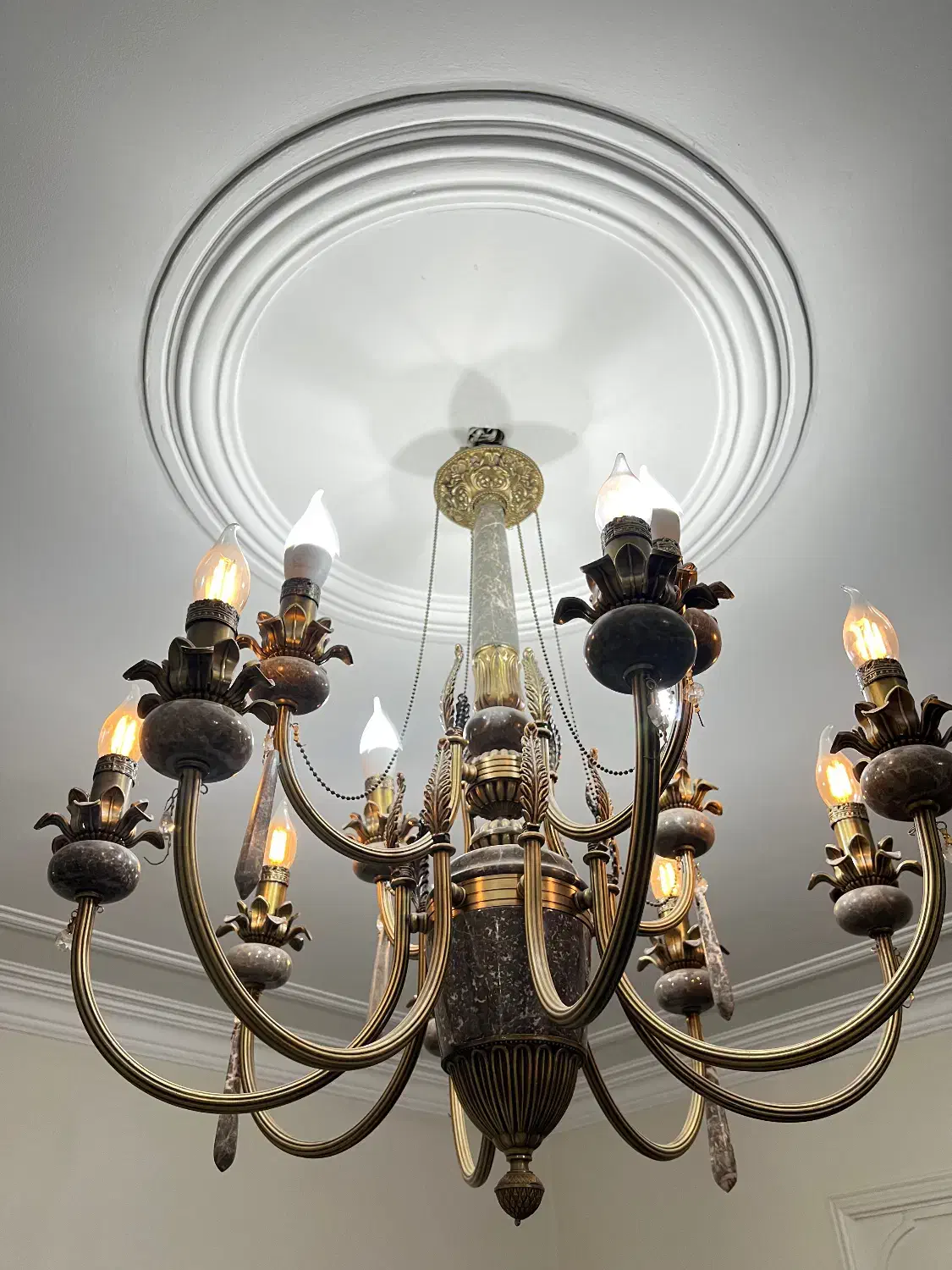 لوستر برنز و‌سنگی آنتیک|لوستر و چراغ آویز|ری, هاشم‌آباد|دیوار