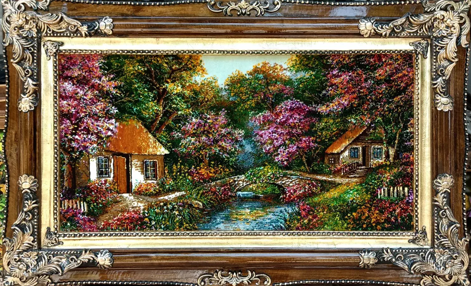 منظره و گل و آیه دستبافت|تابلو فرش|ارومیه, |دیوار