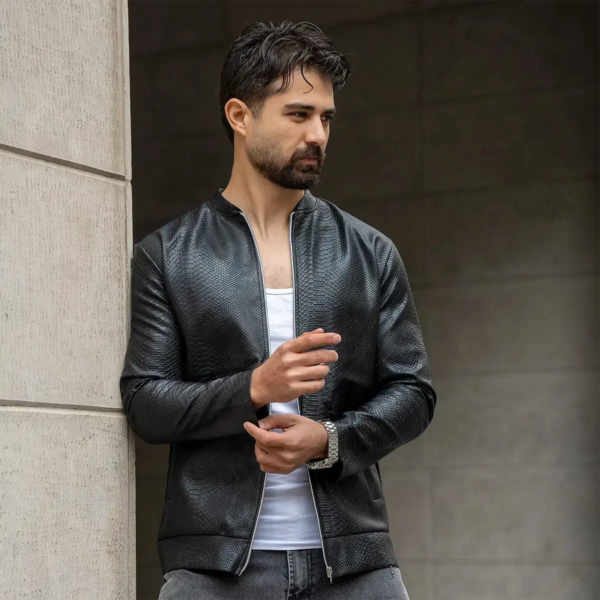 کاپشن چرم طرح پوست مار .پرداخت درب منزل|لباس|تهران, حشمتیه|دیوار