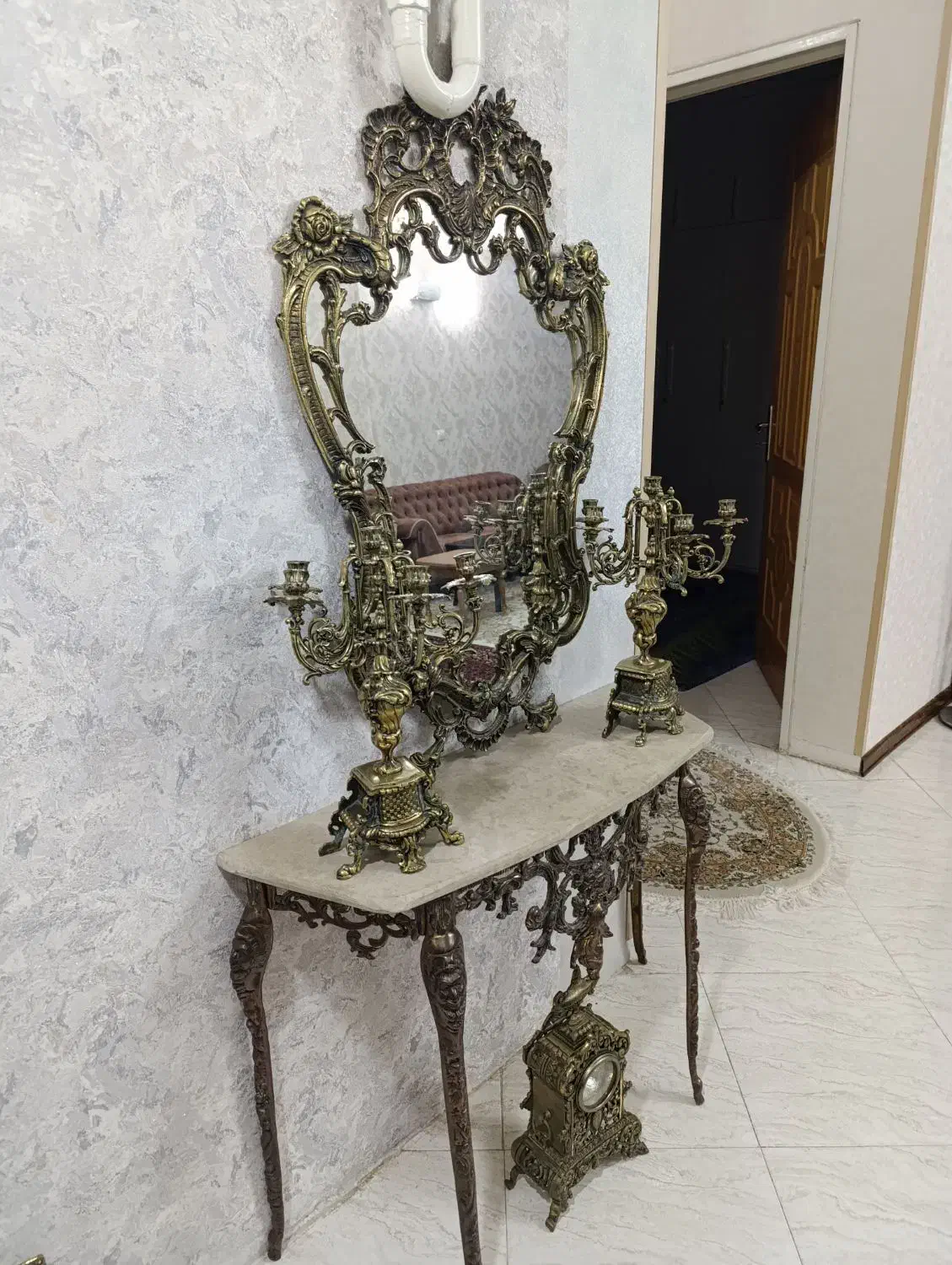 آینه و شمعدان برنز انتیک|آینه|همدان, |دیوار