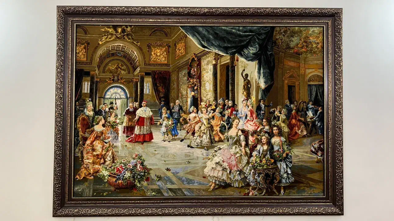 تابلو فرش ابریشمی دستبافت اصلی و بسیار نفیس مهمانی|تابلو فرش|تهران, سازمان آب|دیوار