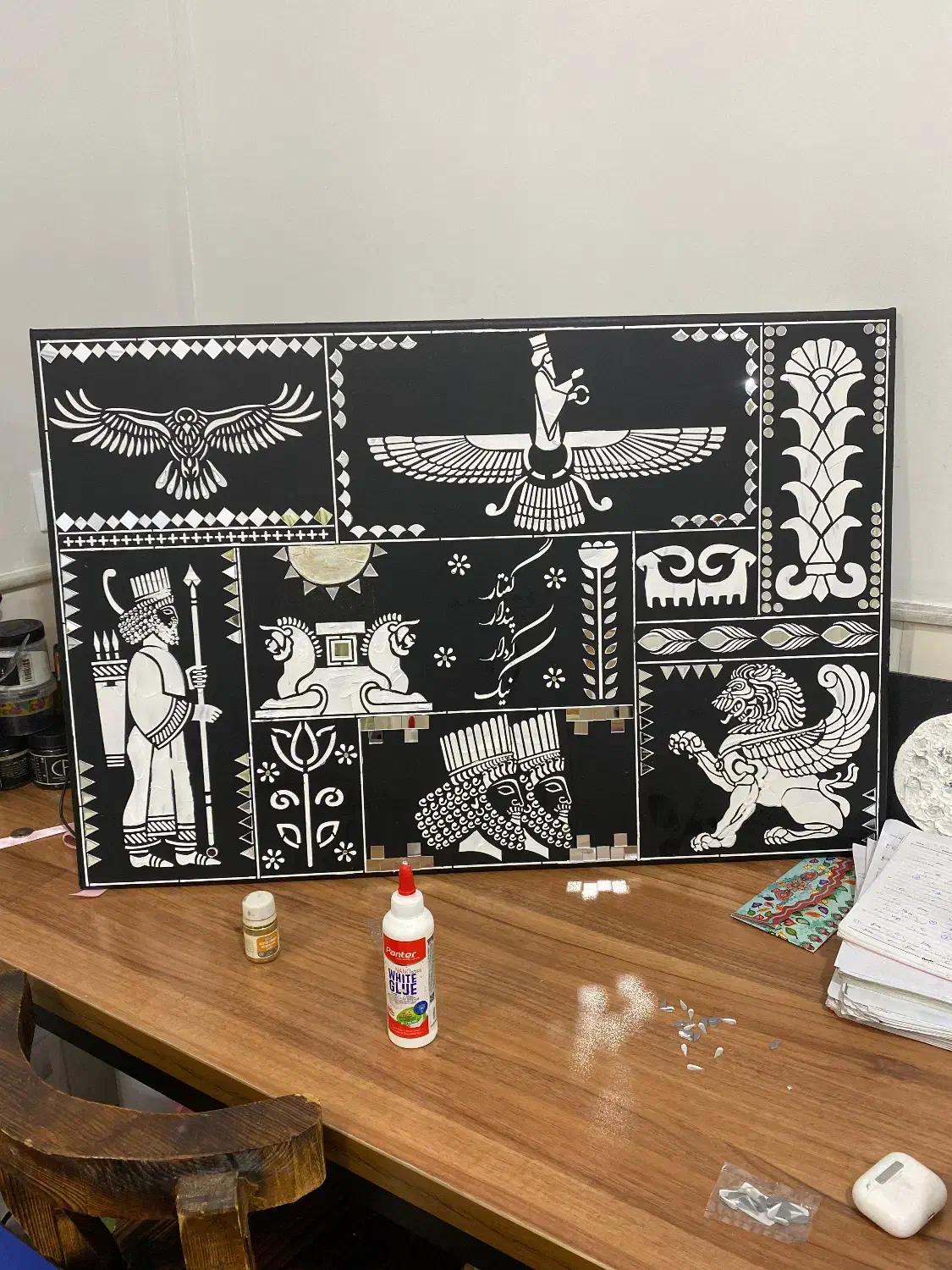 تابلو آینه ای|تابلو، نقاشی، عکس|قم, دروازه چوبی|دیوار