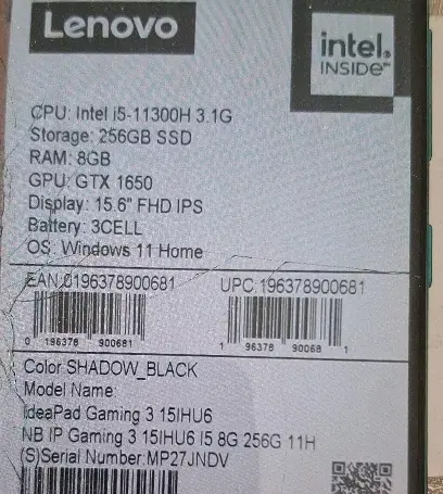 Ideapad Gaming 3 15ihu6 i5 8G 256G|رایانه همراه|تهران, هفت چنار|دیوار