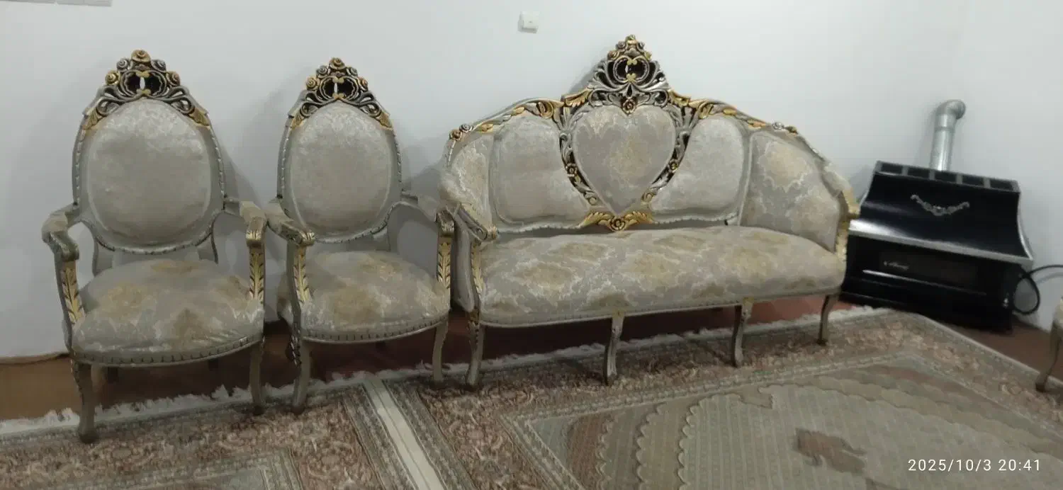 مبل سلطنتی 9 نفره (طرح فرحی) در حد نو|مبلمان خانگی و میز عسلی|دهگلان, |دیوار