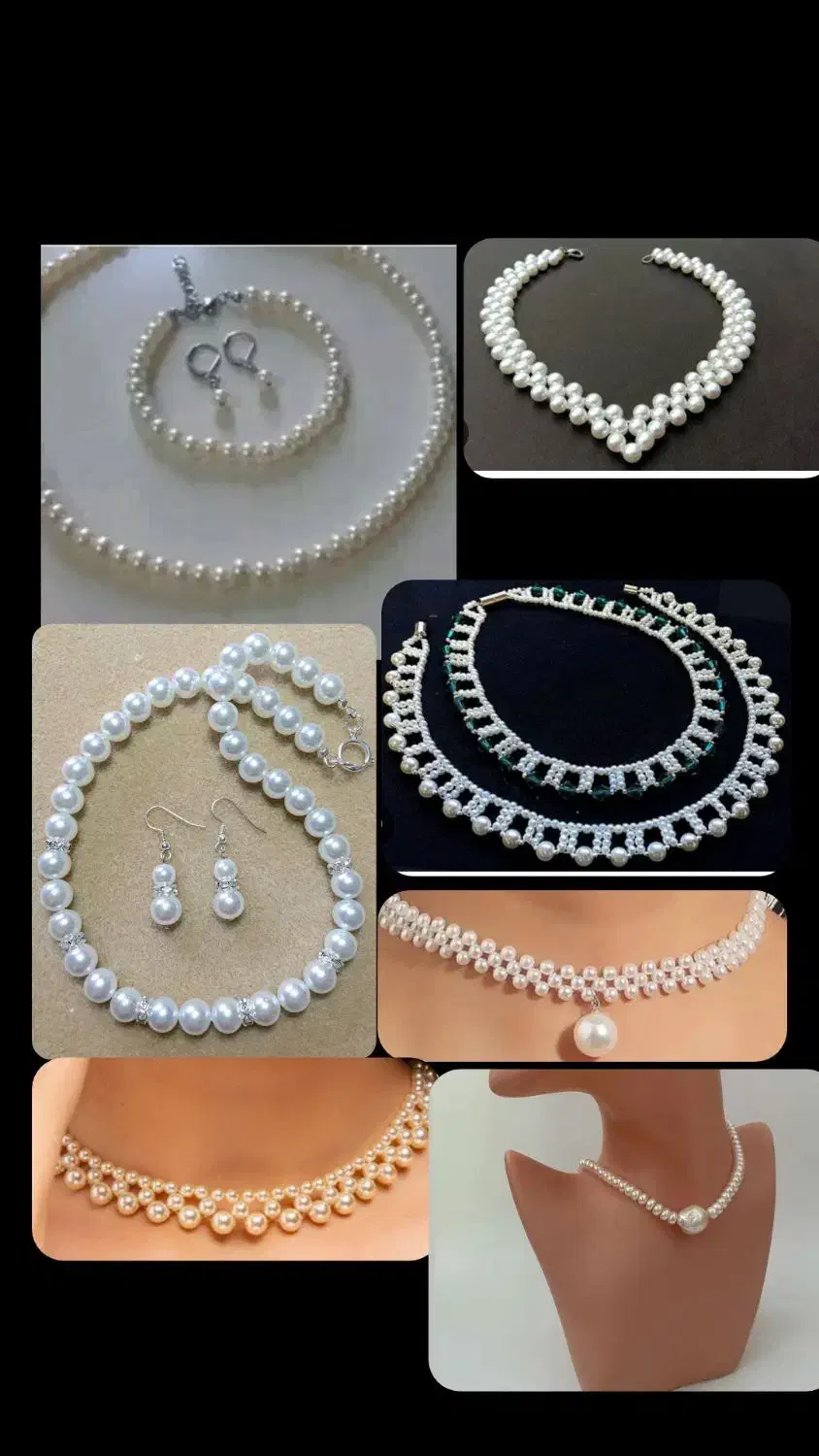 اکسسوری گردنبند مروارید پرورشی اصل گوشواره نیمست|بدلیجات|مشهد, توس (بلوار توس)|دیوار