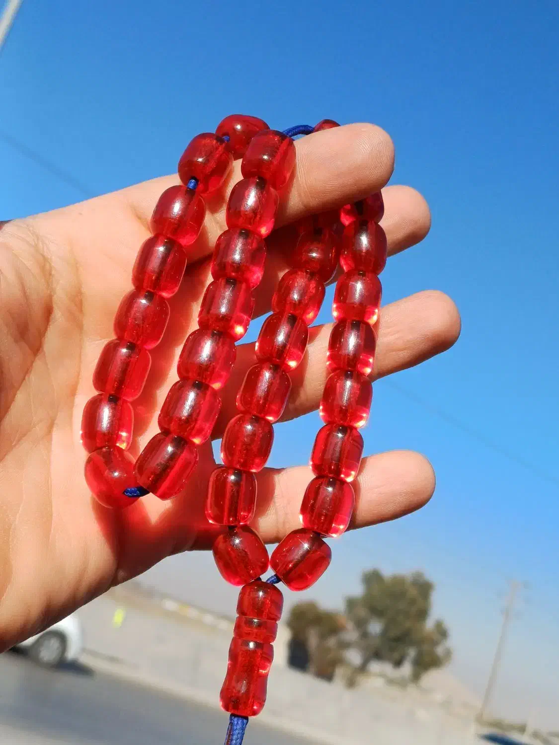 تسبیح سندلوس سرخ آبی آلمانی|جواهرات|کرمانشاه, |دیوار