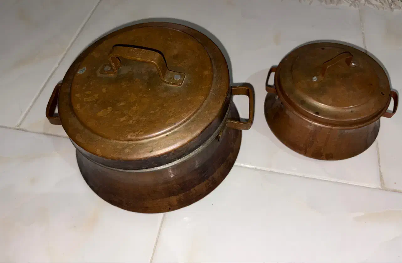 ۲ عدد ظرف مسی عتیقه|کلکسیون اشیاء عتیقه|بهشهر, |دیوار