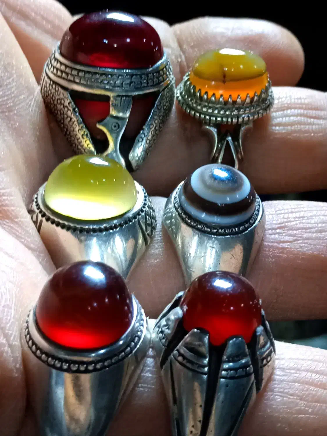 انگشتر عقیق یمنی تراشدار یاقوت رکابها ممی سعادت|جواهرات|اسلام‌شهر, شهرک مفیدی|دیوار