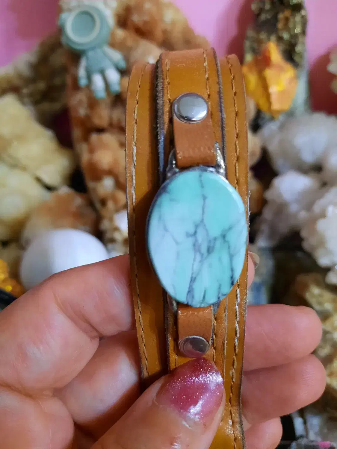 دستبند چرم با سنگ واریسیت|جواهرات|بندر انزلی, جزیره|دیوار