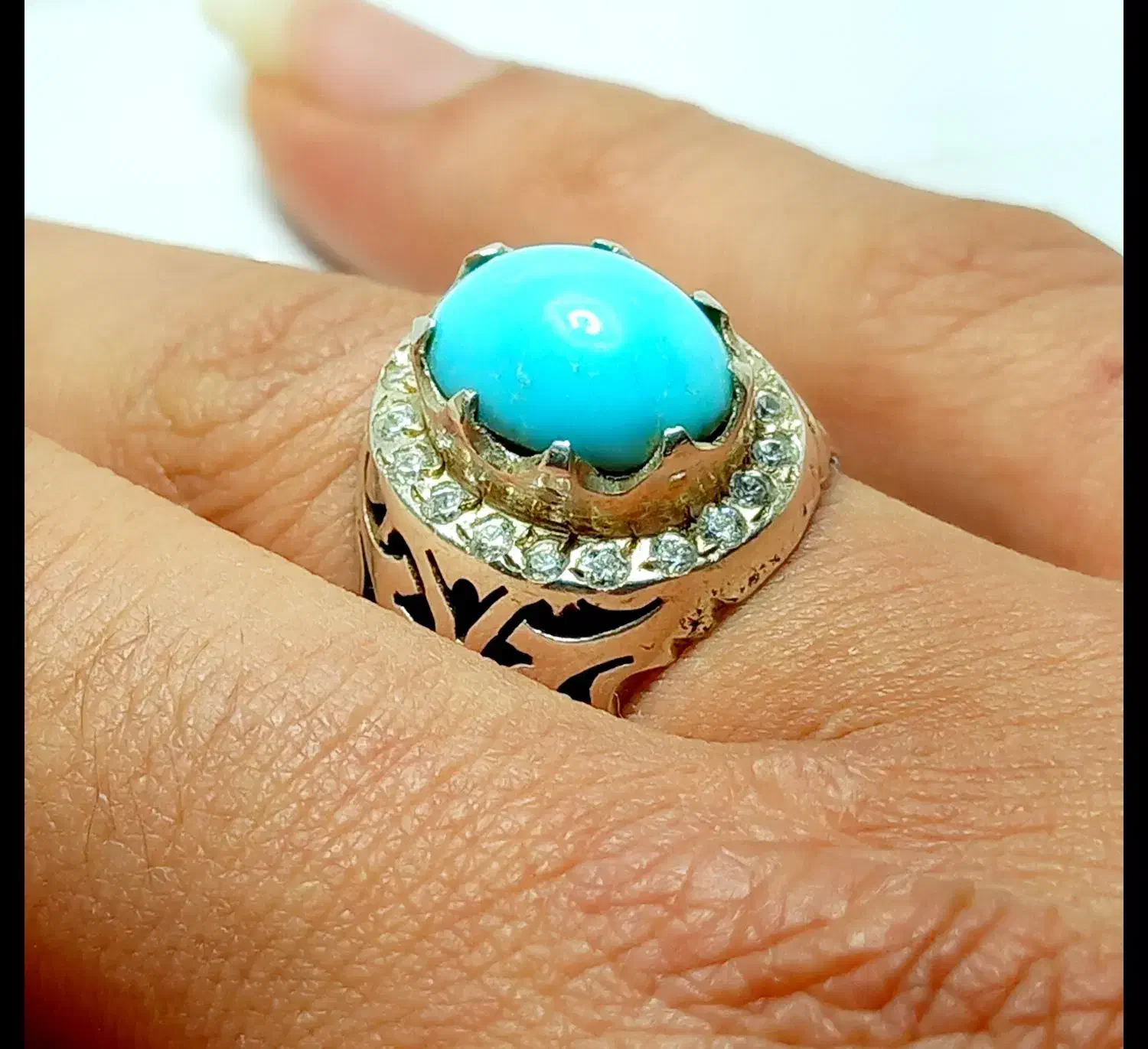 انگشتر فیروزه نیشابوری عقیق یمنی عقیق سبز|جواهرات|مشهد, ابوذر|دیوار