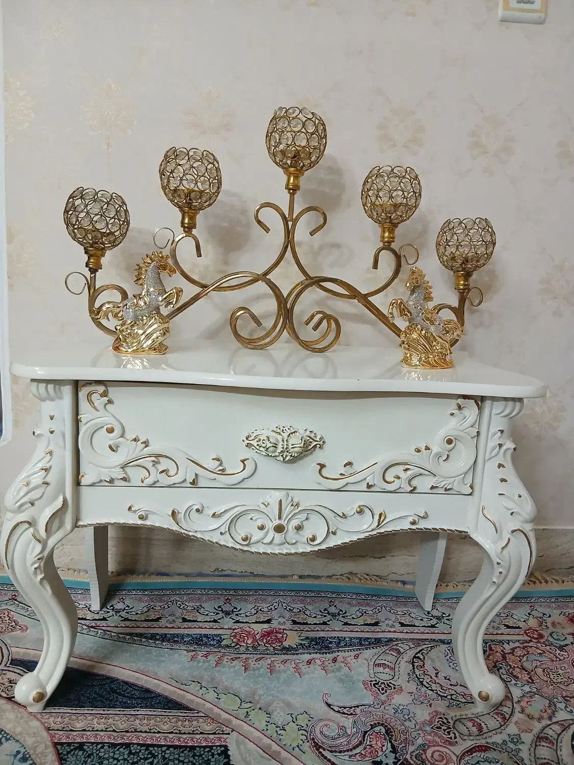 کنسول چوبی سفید|بوفه، ویترین، کنسول|قرچک, مهدیه|دیوار