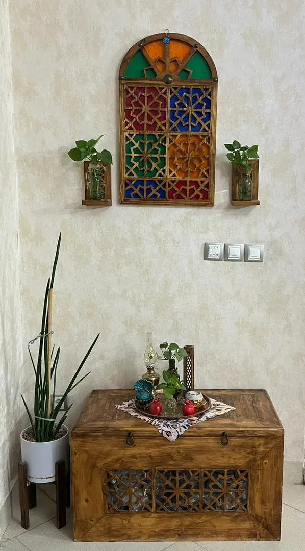 صندوقچه وپنجره سنتی به همراه دوعدد شمعدان|صنایع دستی و سایر لوازم تزئینی|دورود, |دیوار