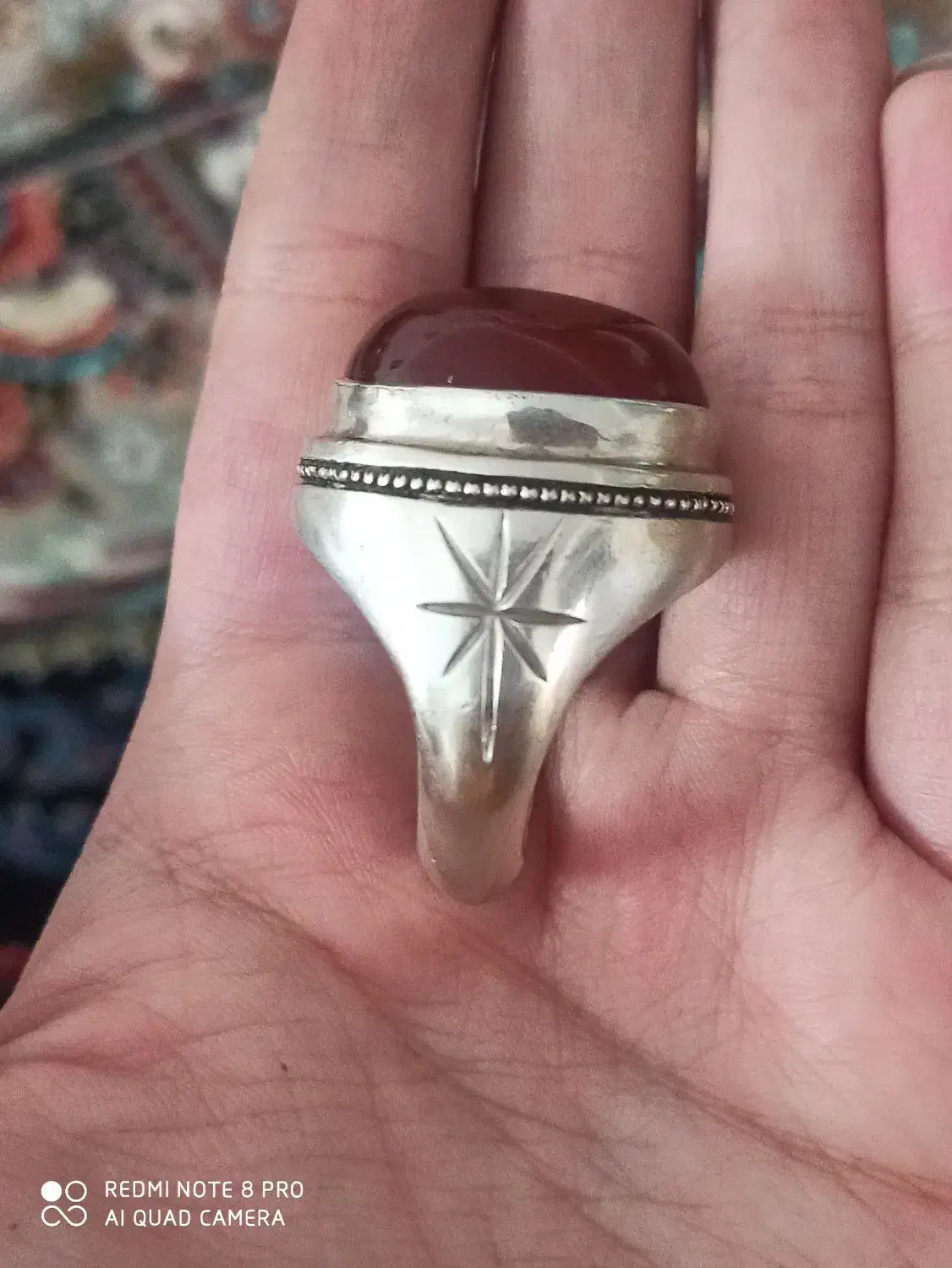 انگشتر نقره جفت با یک عدد عقیق|جواهرات|سنندج, |دیوار