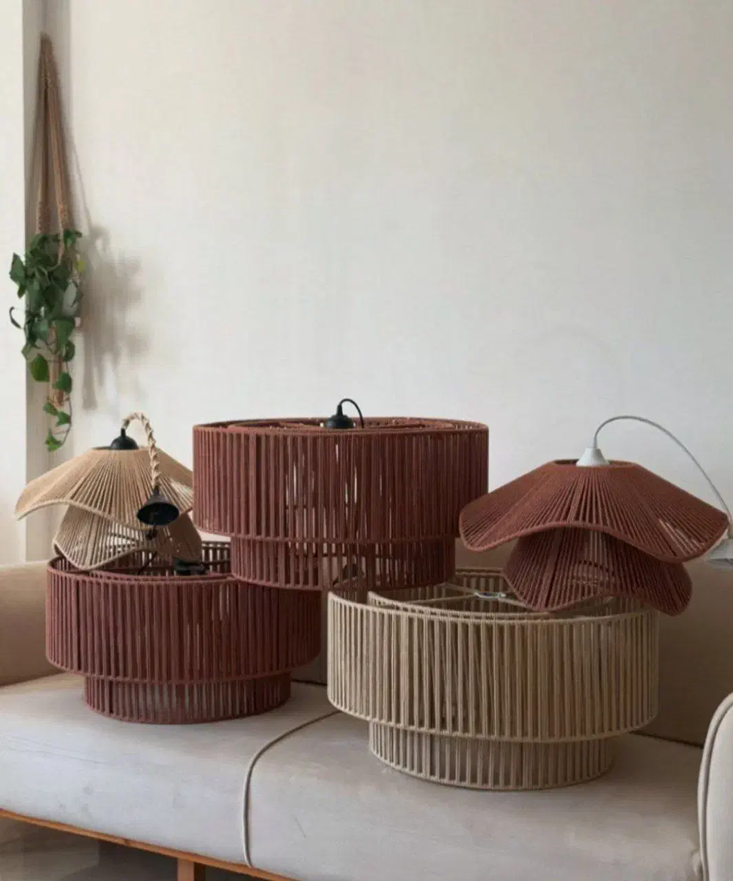 لوستر های رافیا و مکرومه|صنایع دستی و سایر لوازم تزئینی|تاکستان, |دیوار