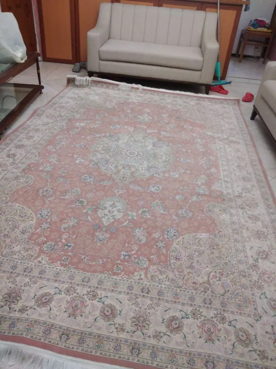 فرش شش متری ابریشم اردهال مشهد گلبهی مشابه نو|فرش|تهران, مجیدیه|دیوار