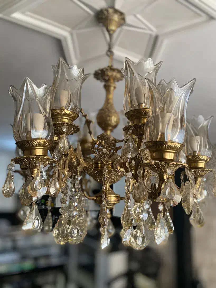 لوستر برنجی۱۲شاخه|لوستر و چراغ آویز|تهران, مشیریه|دیوار