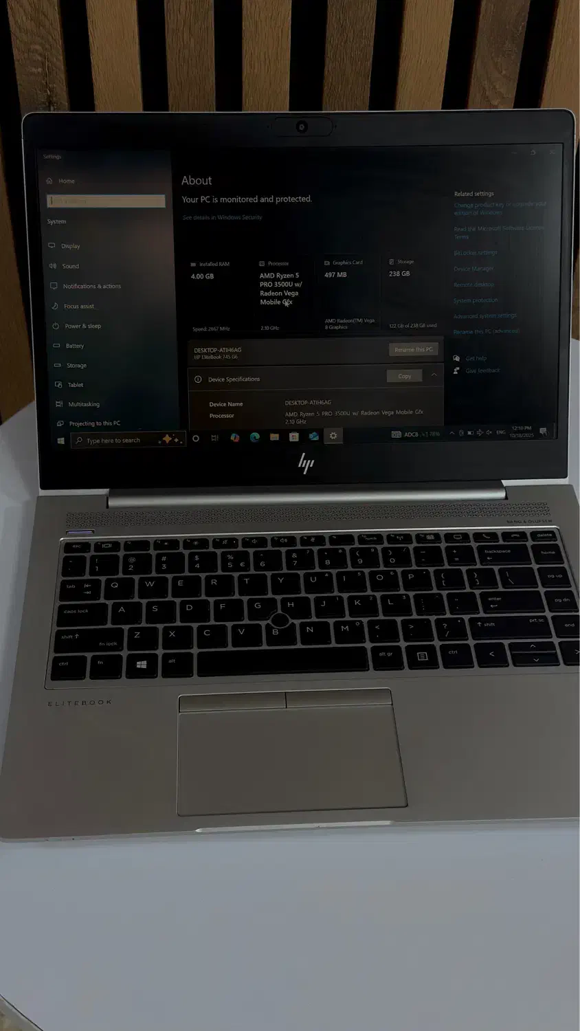 لپ تاپ HP Elite book 745 G6 حرفه ای و تمیز|رایانه همراه|جیرفت, |دیوار