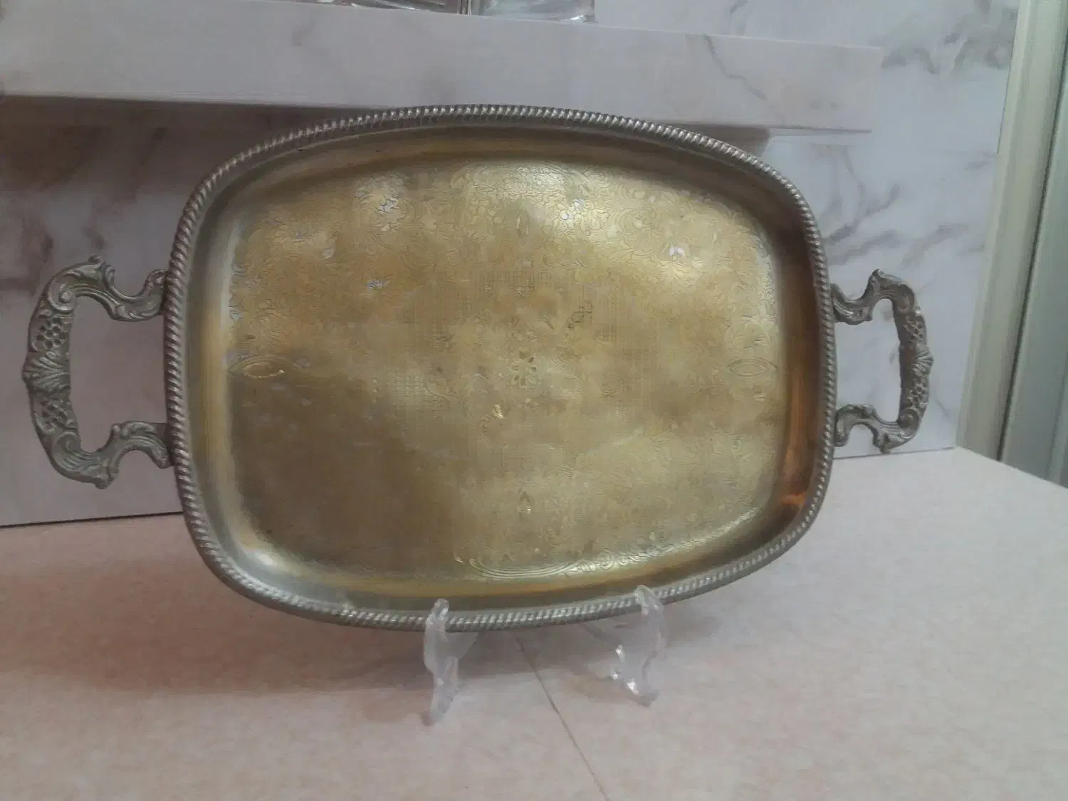 سینی برنز خیلی قدیمی قلمکاری|کلکسیون اشیاء عتیقه|تبریز, |دیوار