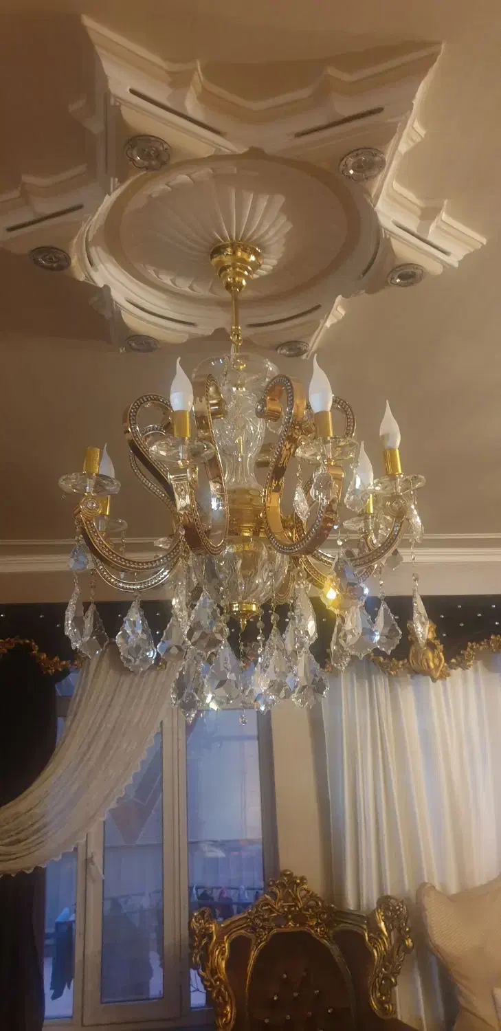 لوستر ۸شاخه طلایی ۲عدد|لوستر و چراغ آویز|تبریز, |دیوار