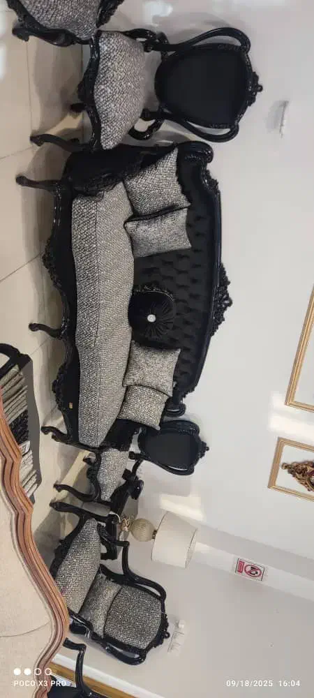 مبلمان 9نفره کلاسیک چوب راش پارچه ترک|مبلمان خانگی و میز عسلی|داراب, |دیوار