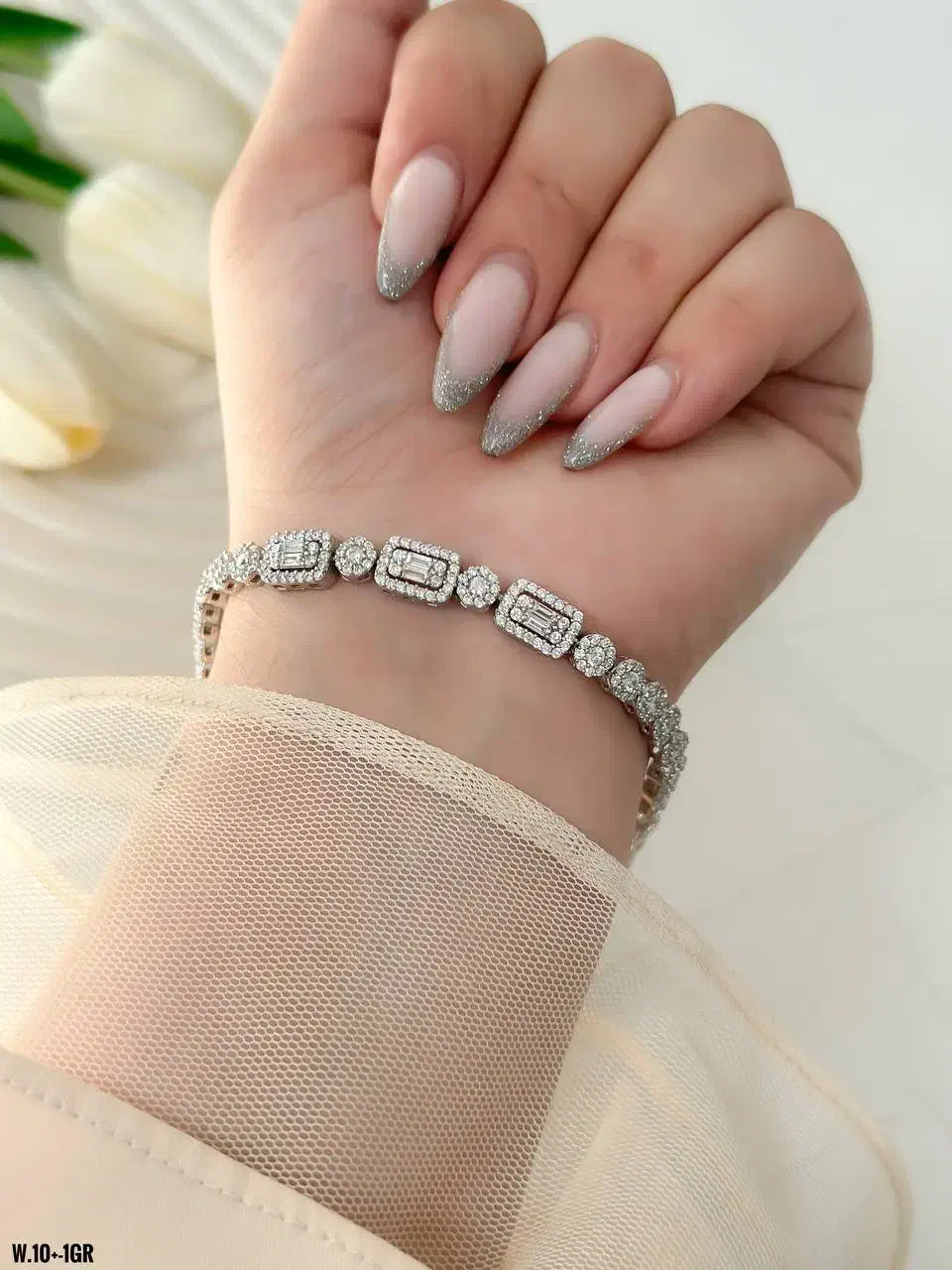 دستبند مجلسی نقره آب طلا شفافیت طلا سفید 34940|بدلیجات|تبریز, |دیوار