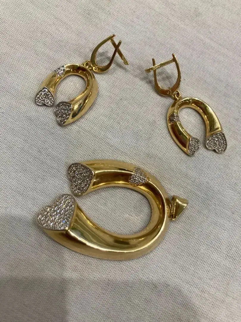 نیم ست نعل قلبی شکیل طلا|جواهرات|ارومیه, |دیوار