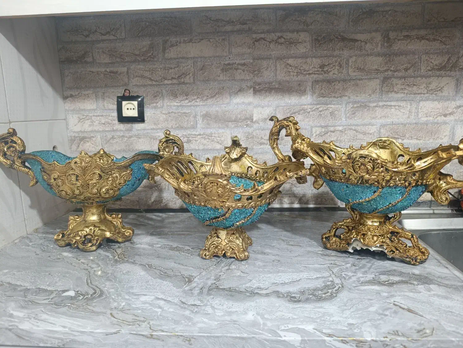 سه عدد ظرف تزیینی|صنایع دستی و سایر لوازم تزئینی|شاهین‌شهر, خانه کارگر|دیوار