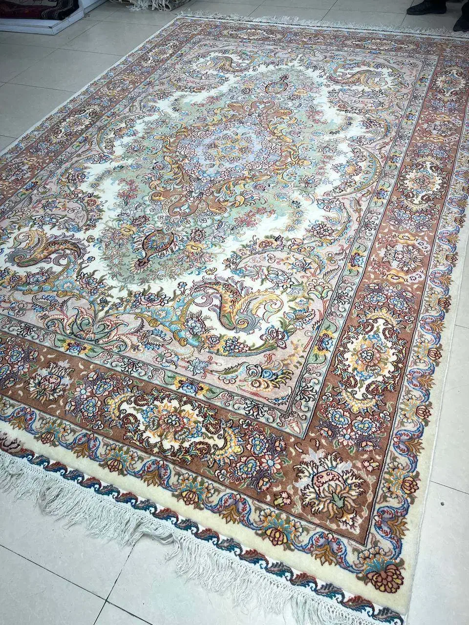 فرش 9متر درحدنو چله وگل ابریشم موج مهردستباف اقساط|فرش|کرج, حصار|دیوار