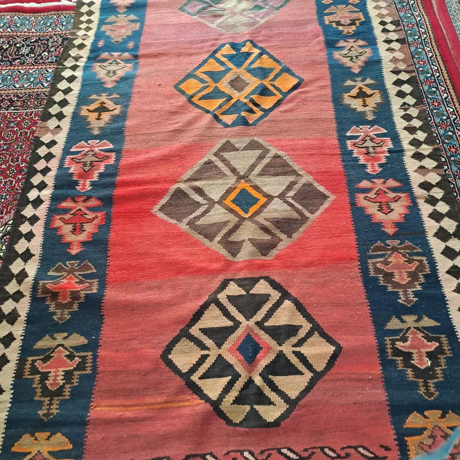 گلیم دستبافت با رنگ گیاهی|گلیم، جاجیم، گبه|زنجان, |دیوار