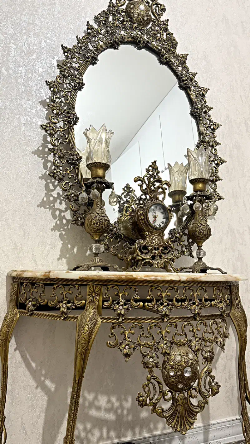 آینه شمعدان کاملا نو برنج خالص نما آنتیک|آینه|کرمانشاه, |دیوار