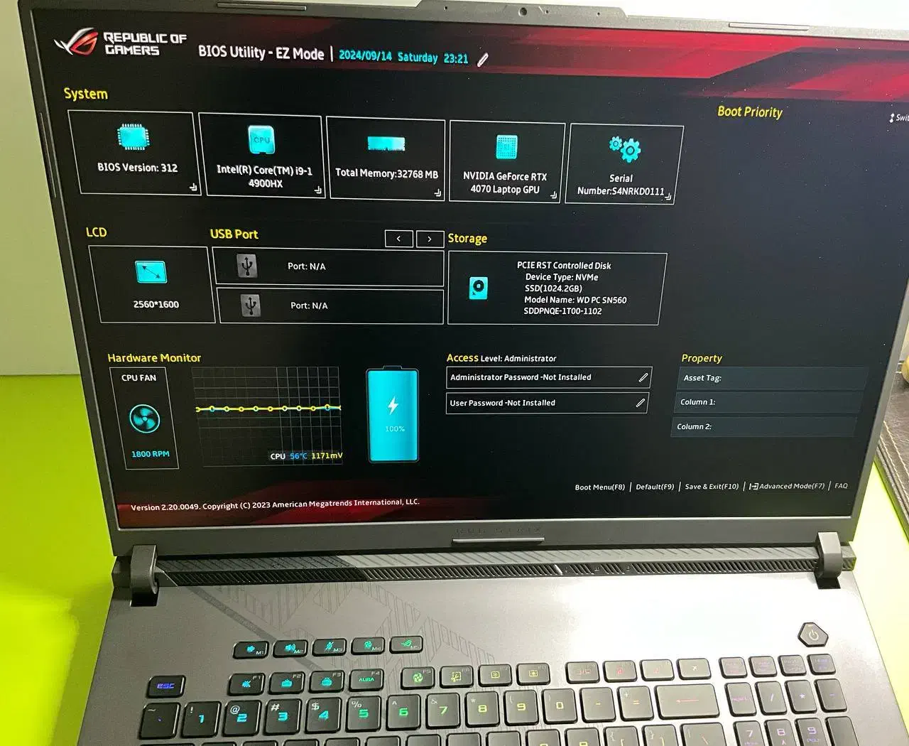 لپتاپ ایسوس راگ ( Asus ROG G814 jir )|رایانه همراه|اردبیل, |دیوار