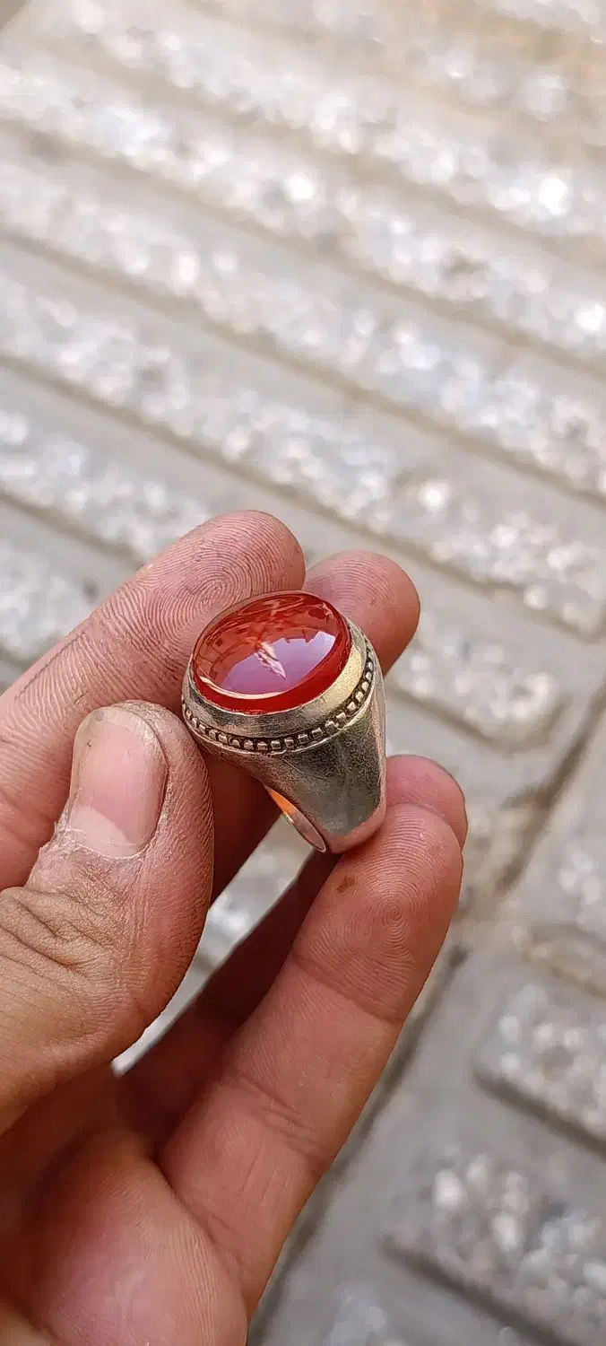 انگشتر قدیمی دستساز عقیق یمنی کهنه|جواهرات|سیرجان, |دیوار