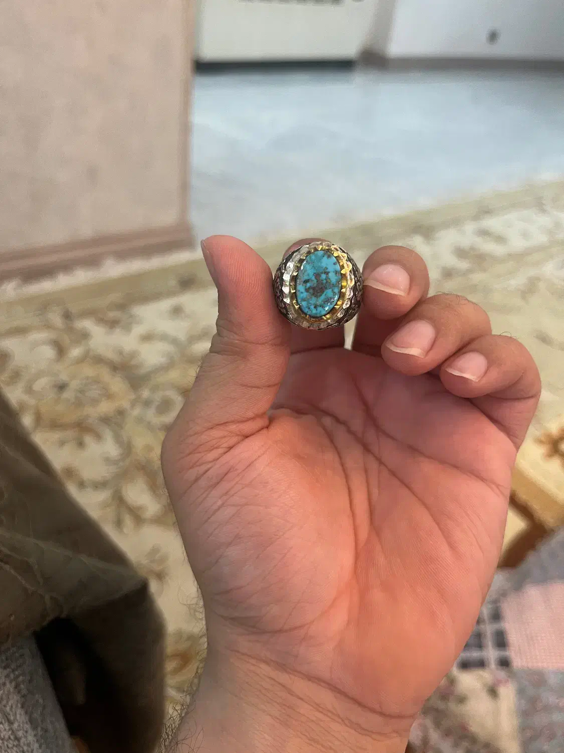 انگشت نقره دست ساز فیروزه نو معاوضه با گوشی|جواهرات|گنبد کاووس, |دیوار