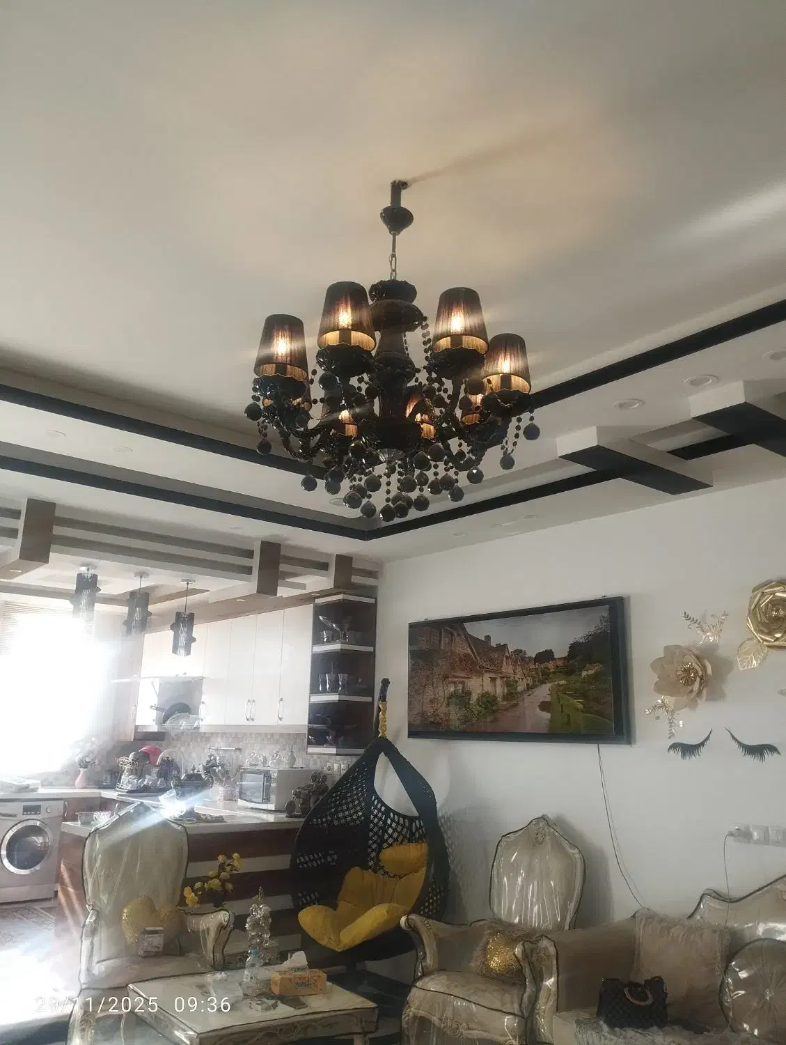 لوستر با آباژور|لوستر و چراغ آویز|یزد, |دیوار