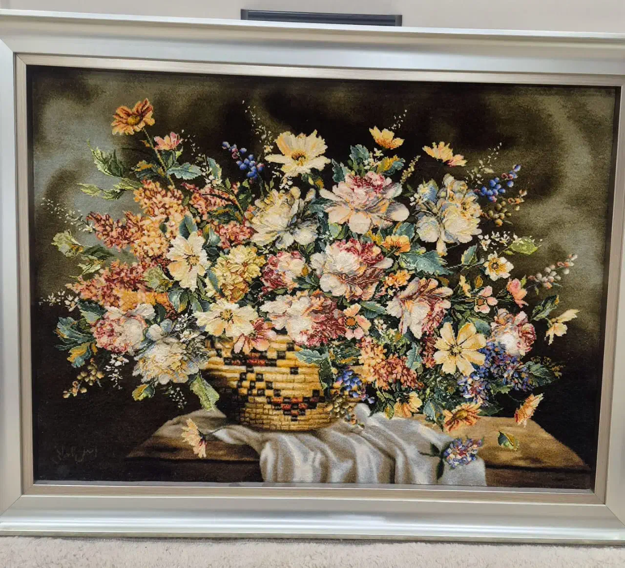 تابلو فرش دستبافت گل ابریشم|تابلو فرش|قم, الغدیر|دیوار