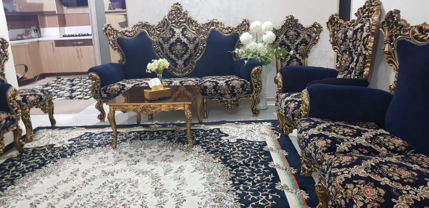 مبل سلطنتی ۶نفره بامیزجلومبلی|مبلمان خانگی و میز عسلی|اهواز, شهرک نفت|دیوار