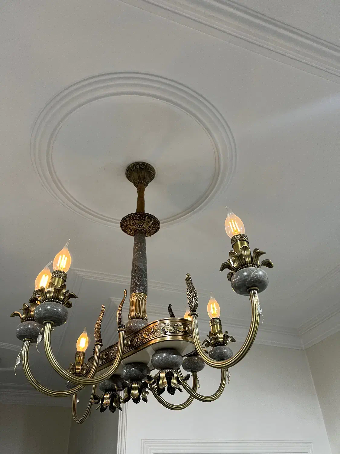 لوستر برنز و‌سنگی آنتیک|لوستر و چراغ آویز|ری, هاشم‌آباد|دیوار