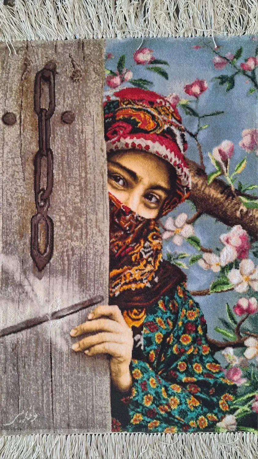 فرش دستباف دختر انتظار|تابلو فرش|اصفهان, سپاهانشهر|دیوار