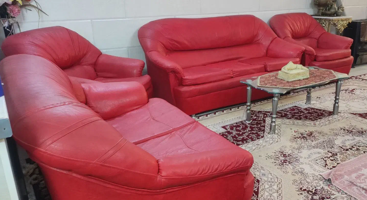مبل چرم 7نفره|مبلمان خانگی و میز عسلی|یزد, |دیوار